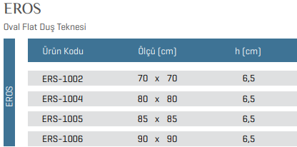 Eros Oval Flat Duş Teknesi - 1